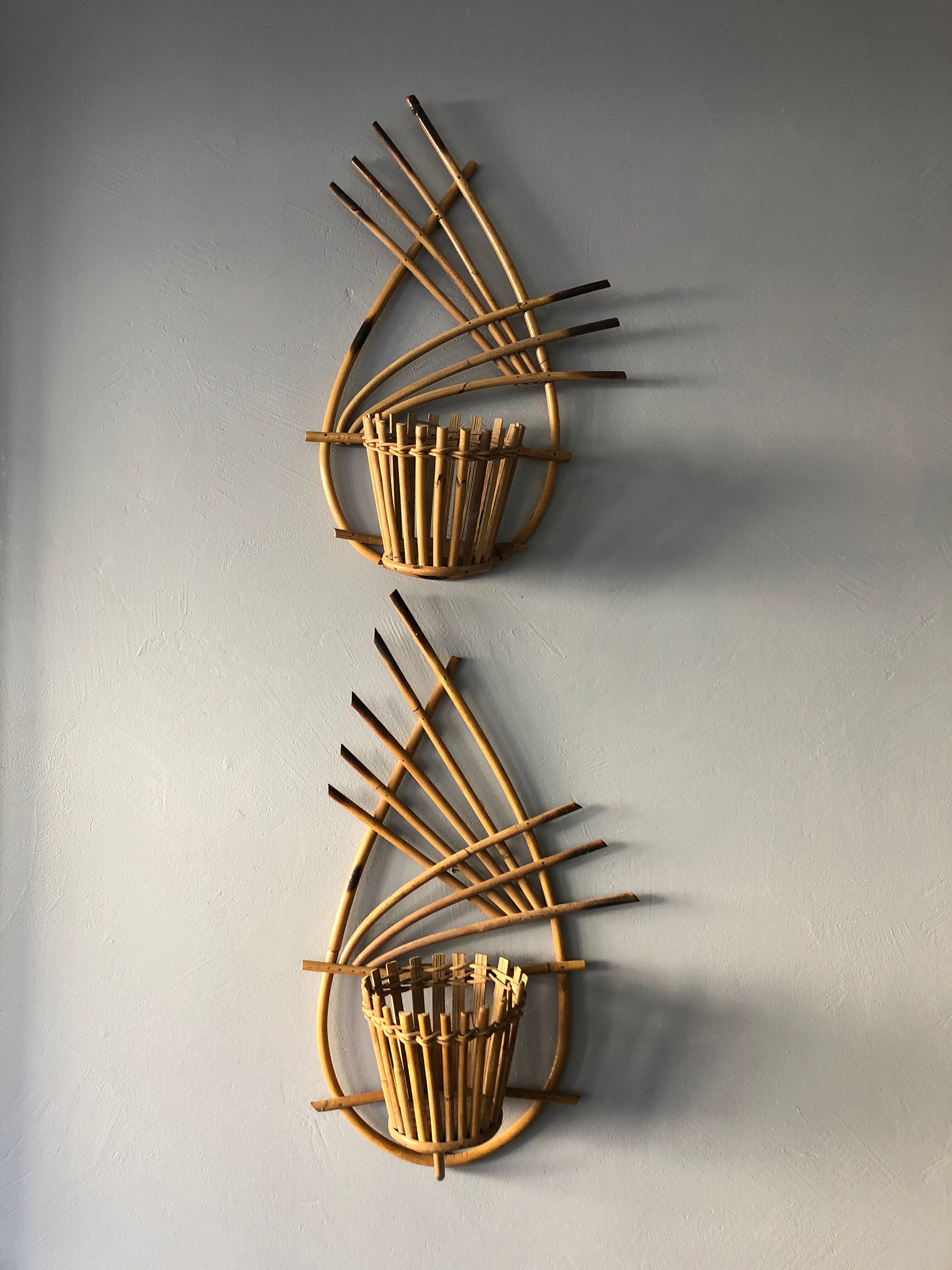 Vintage rattan plant holder