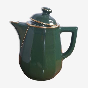 Teapot Apilcp Yves Deshoulières - Empire green and gold - 1980