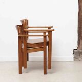 Vintage stackable wooden chair with armrests
