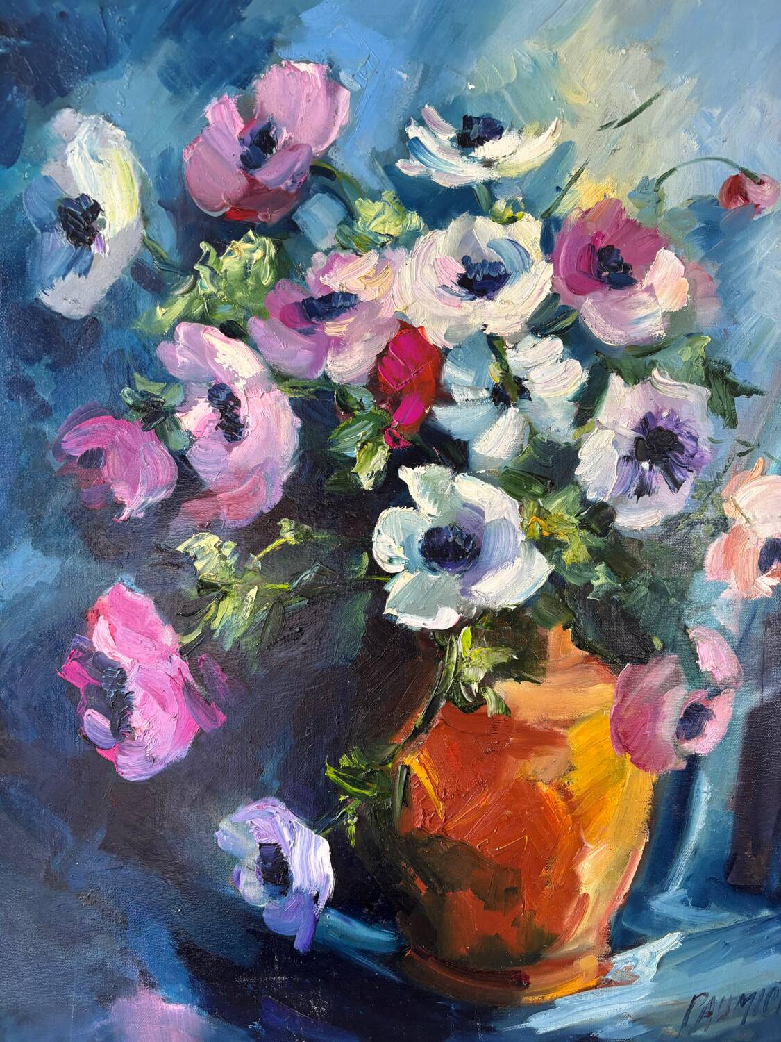 Oil on canvas "Bouquet of Flowers" signed Paumier