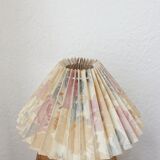 Wooden table lamp with vintage floral pleated lampshade