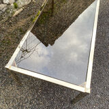 VINTAGE 1970 RECTANGULAR COFFEE TABLE GOLDEN SMOKED BROWN GLASS