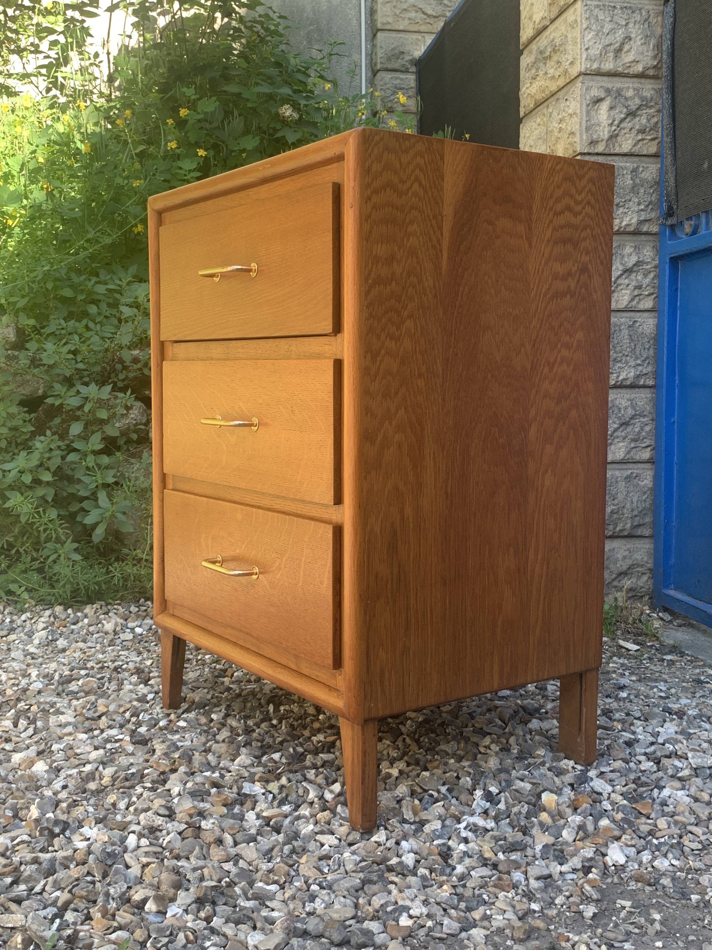 Vintage chest of drawers with oak compass legs, 1950s