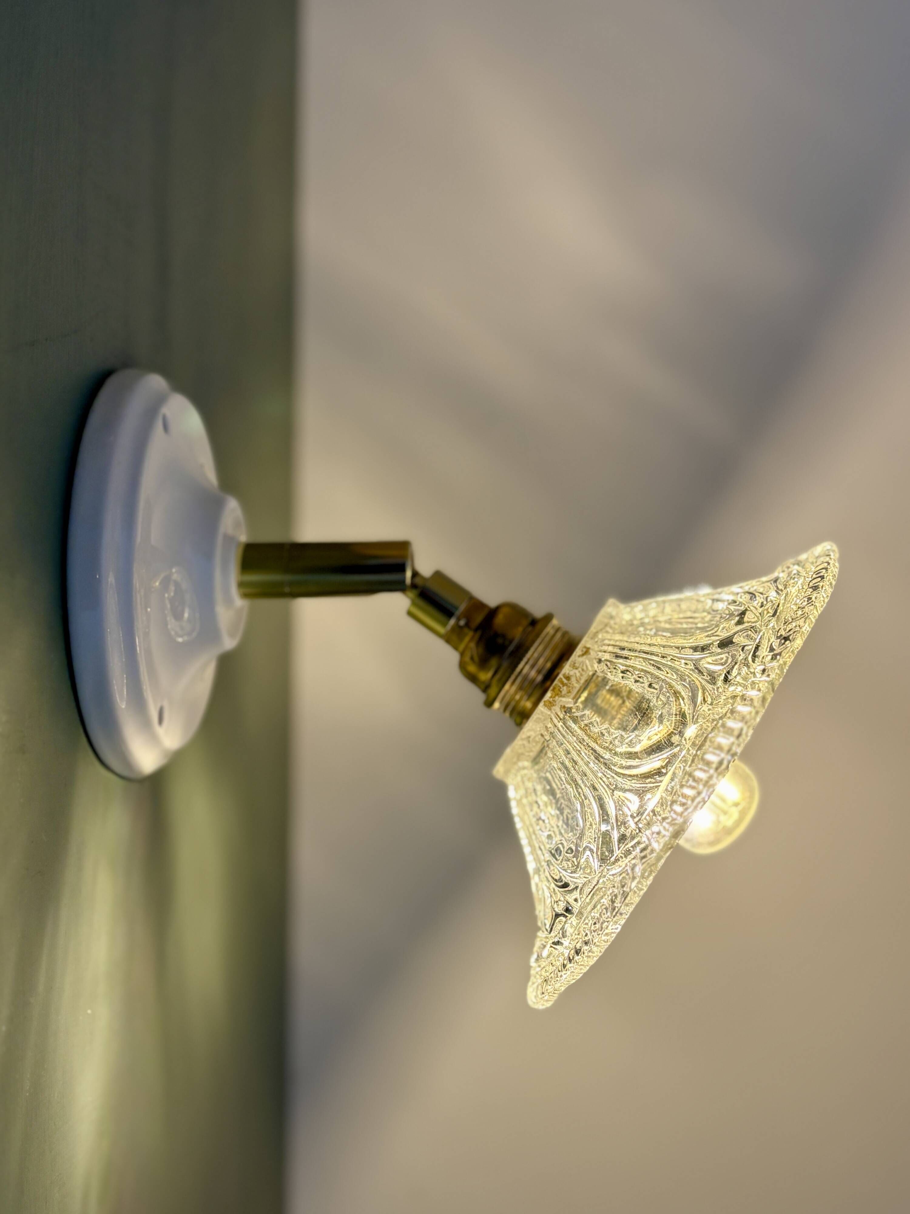 Vintage glass cut lampshade - tableware collection
