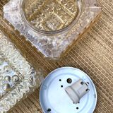 2 square ceiling lights in amber glass, 70s-80s
