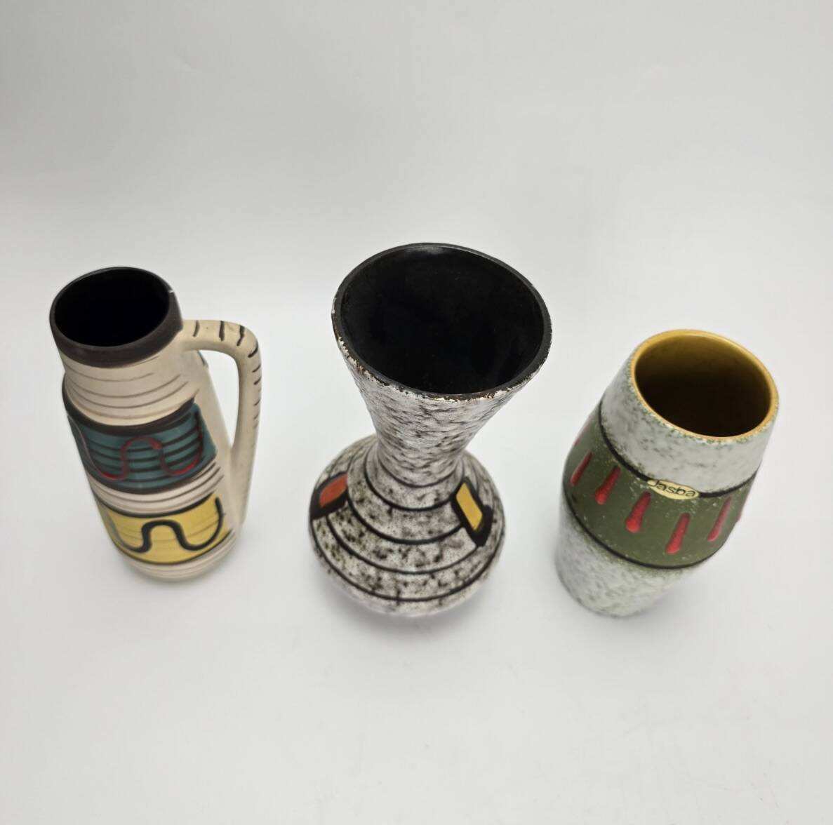 Vintage "Fat Lava" ceramic vase trio - 1960s/70s
