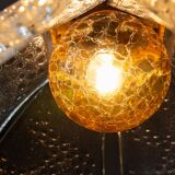 Swedish pendant with glass leaf shades and a center shade of amber coloured