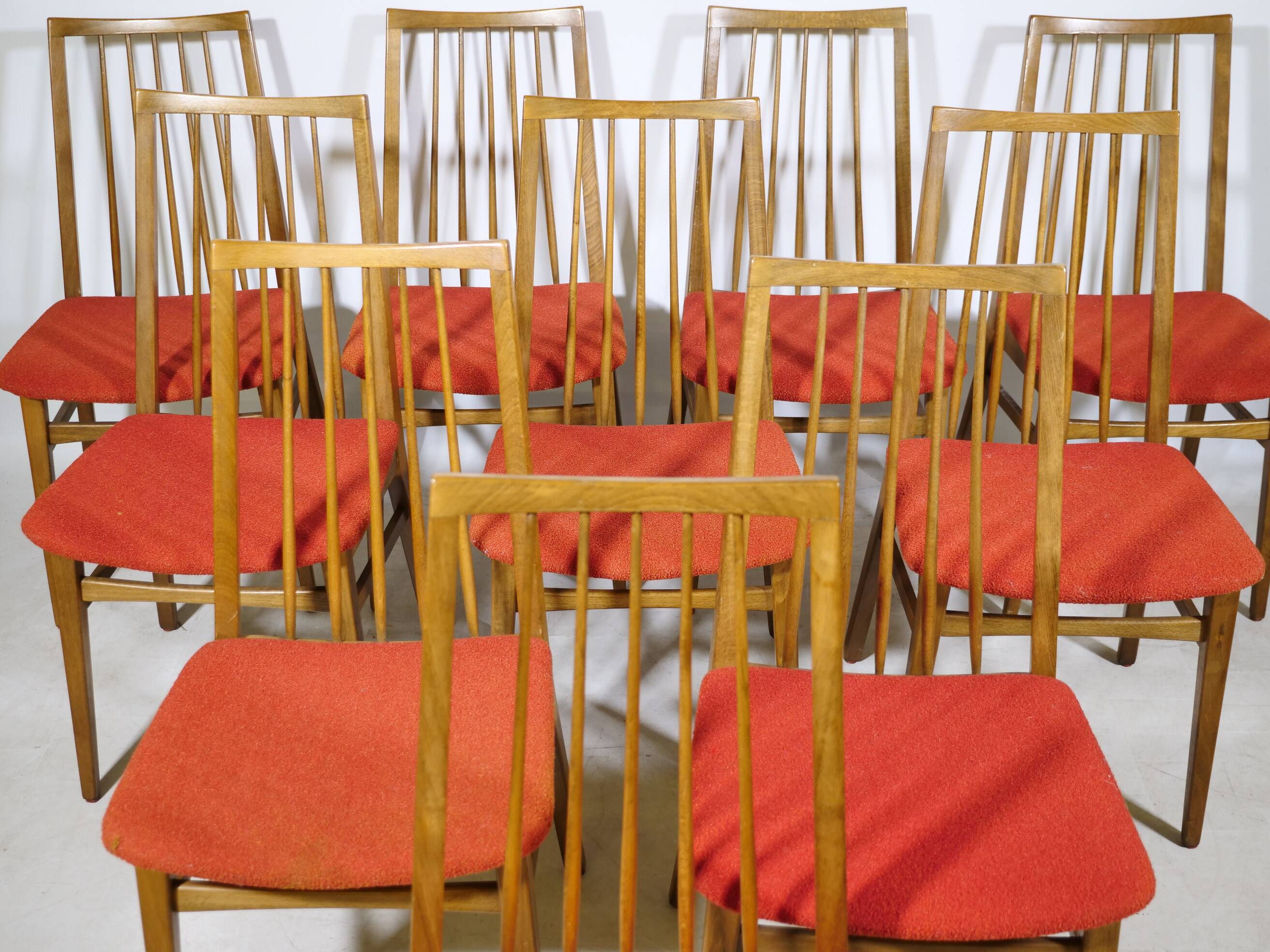 Mid-Century Dining Chairs in Walnut, Set of 10, 1960s