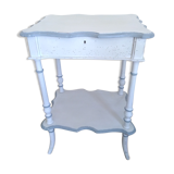 Side table with mirror interior and storage lockers
