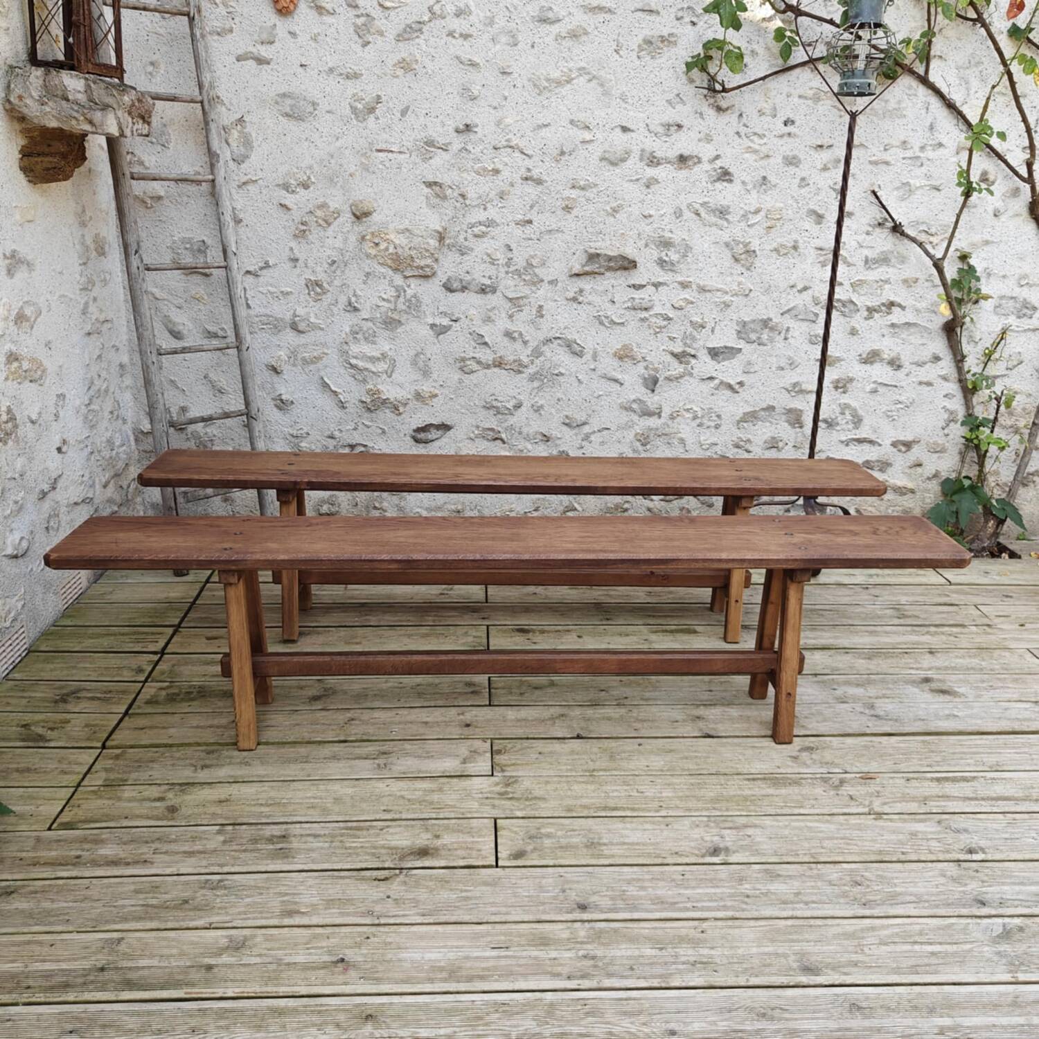 Pair of oak benches