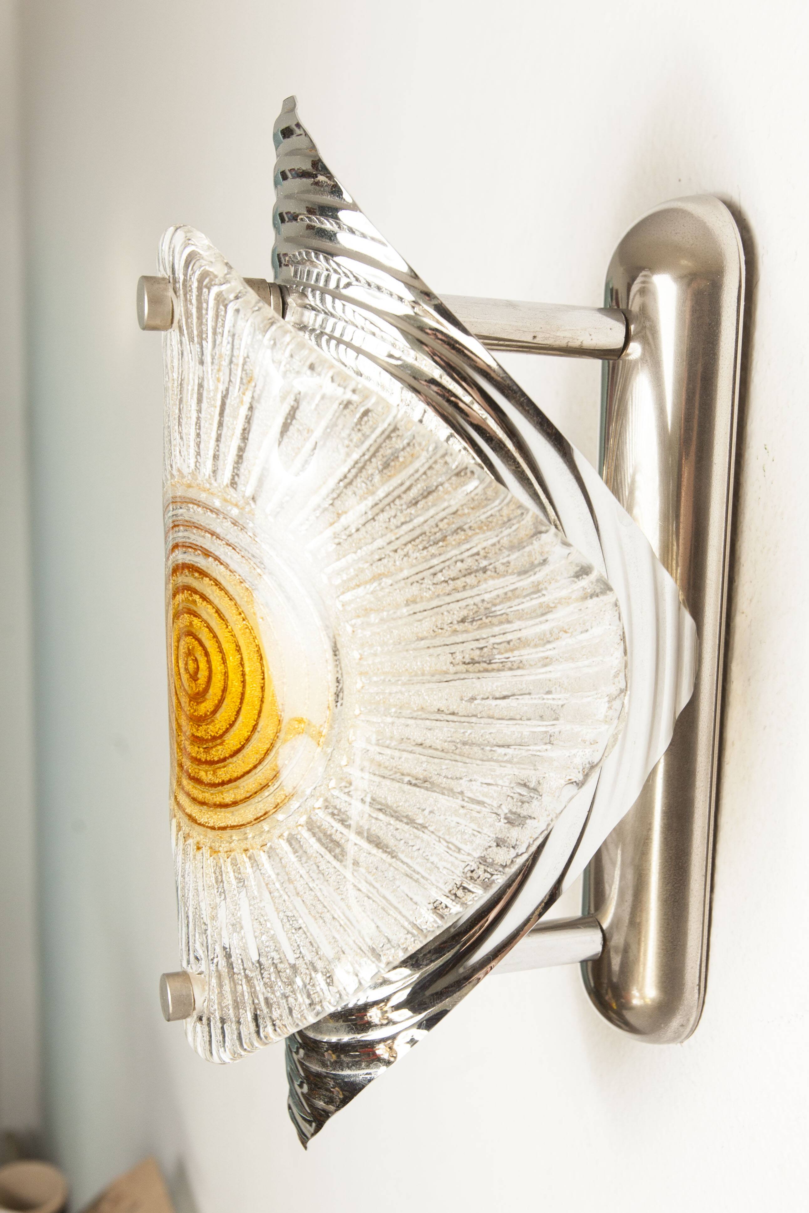 Rare Murano chrome sheet wall light 1960