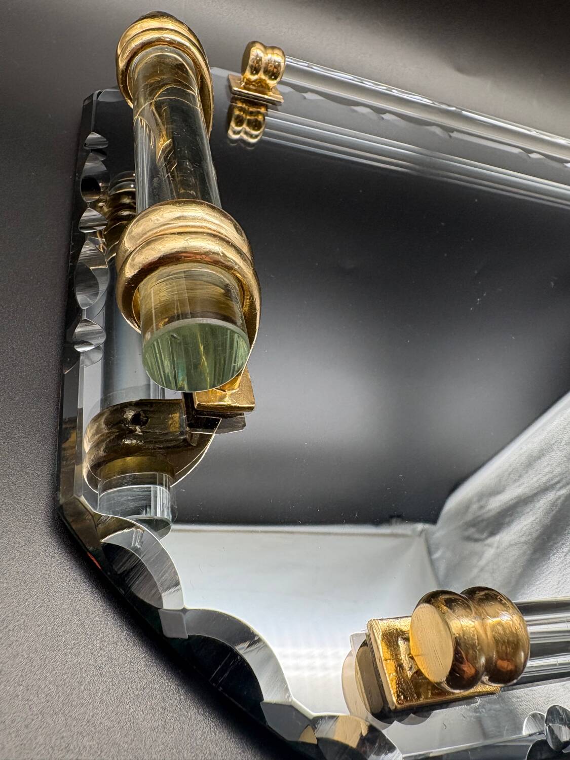 Beveled mirrored tray, Art Deco 1940, Saint-Gobain France