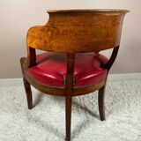 Office armchair 19th Restoration style wood and leather