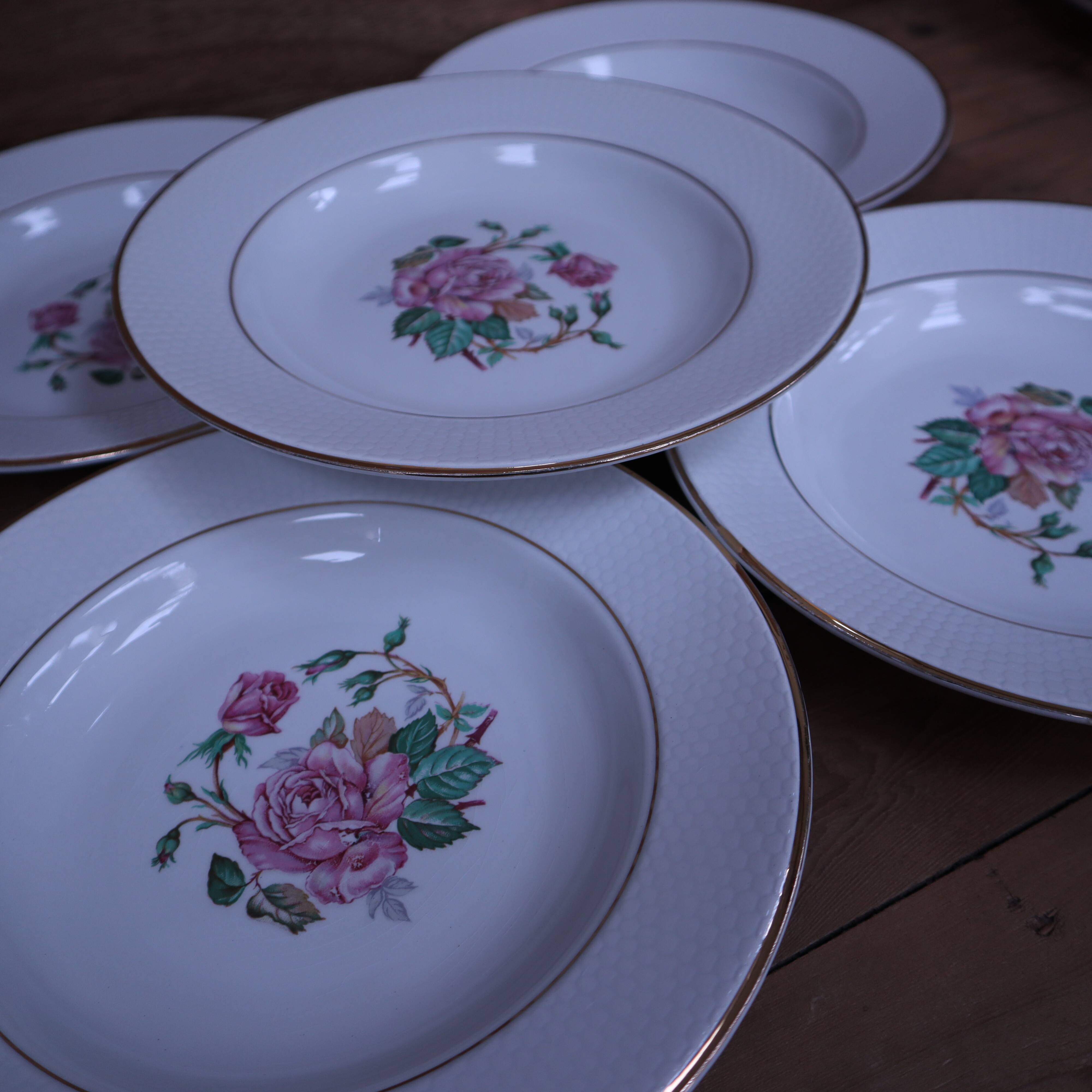 6 floral half porcelain deep plates KIFO Amandinoise