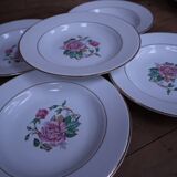 6 floral half porcelain deep plates KIFO Amandinoise
