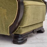 Fauteuil danois en tissu vert et chêne, 1960