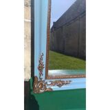 Former mirror frame painted blue and old gold 98cmx82cm