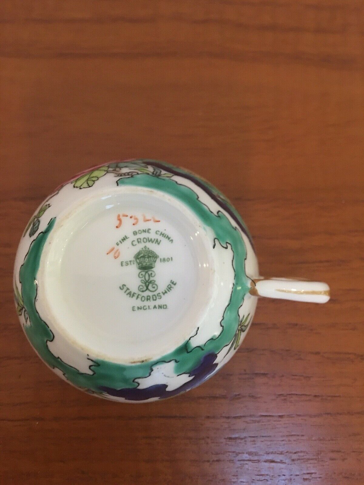 Royal Crown Staffordshire porcelain trio for Fortnum and Mason