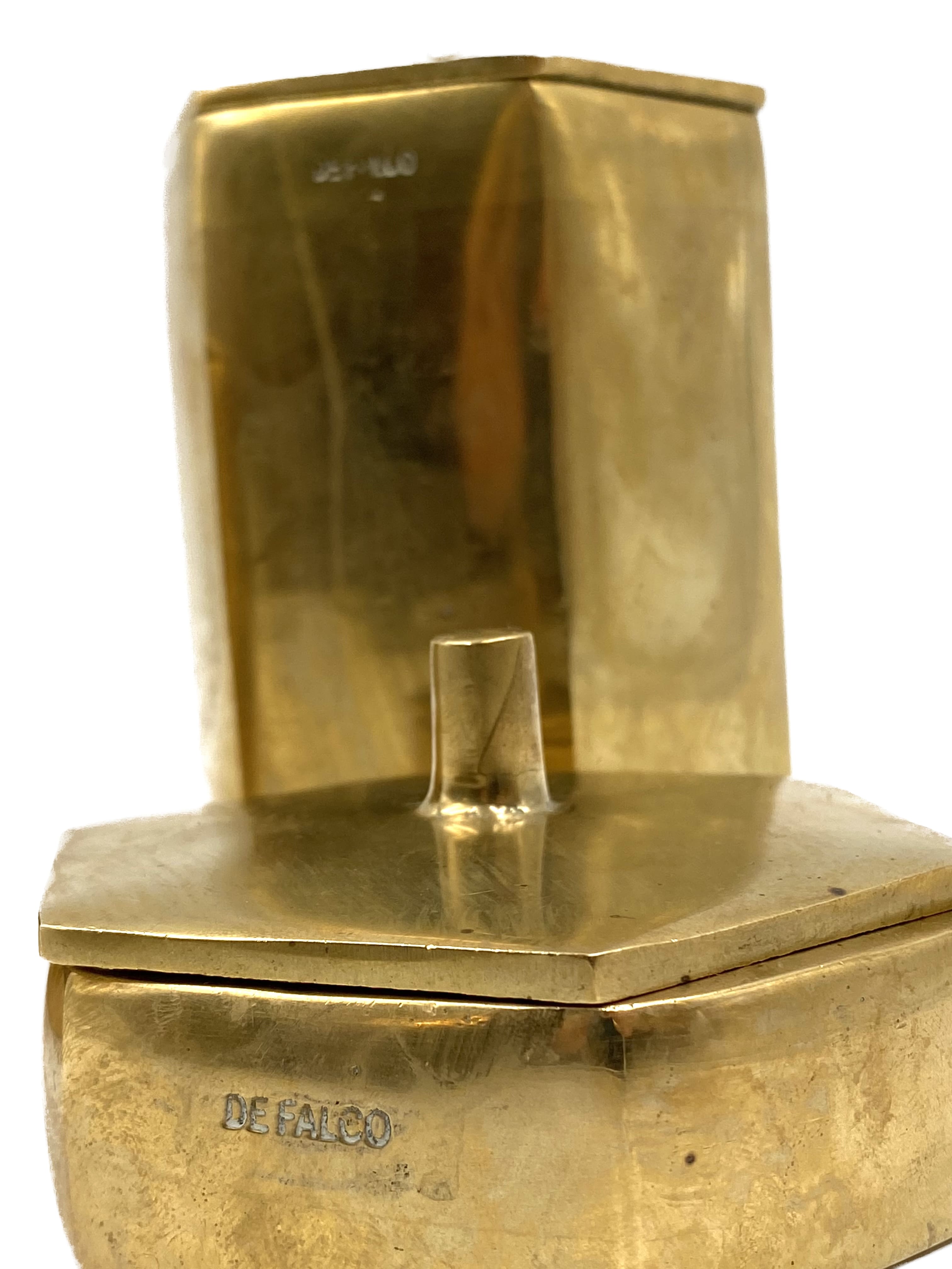 Set of 3 solid Brass boxes , De Falco Italy 1970s