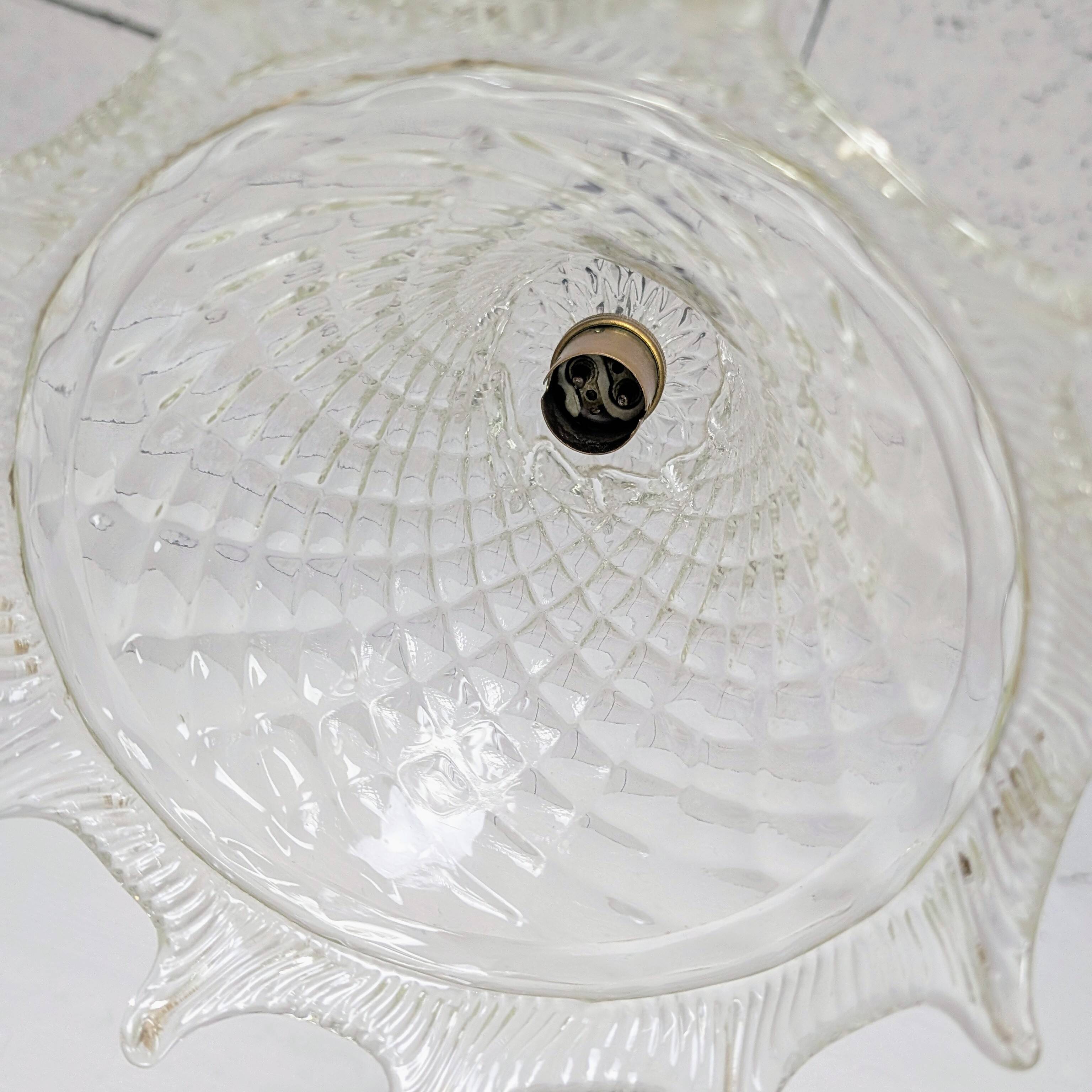 Vintage moulded pressed glass bell pendant