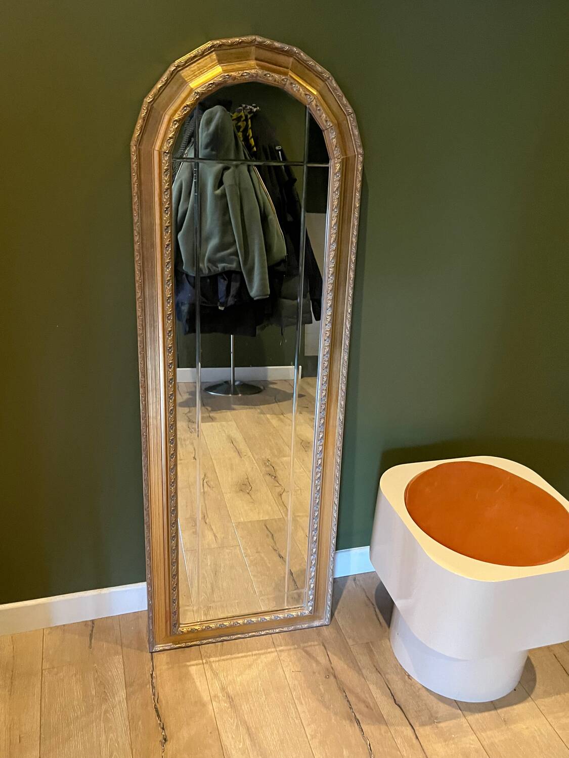 Large golden arch mirror, bevelled glass, 50/60.