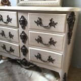 Curved chest of drawers 6 drawers of style xviiith patinated mole