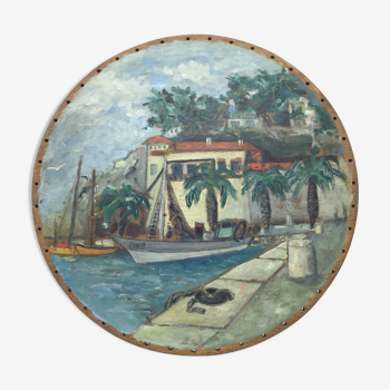 Tableau ancien, Marine, la Riviera années 50/60