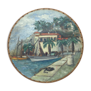 Tableau ancien, Marine, la Riviera