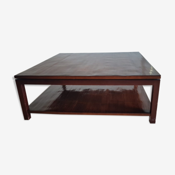 Table basse Hugues Chevalier plateau feuilles de papyrus