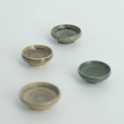 Set of 4 Scandinavian collection bowls in brown and green stoneware, mid-20th century.