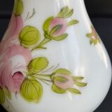Vase Napoleon III in white opaline with floral decoration with gilding