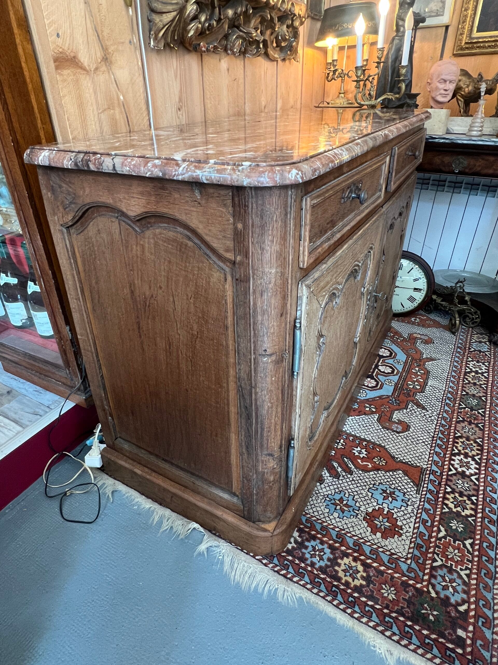 Bressan style hunting sideboard, marble top, 19th century