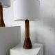 Paire de lampes de table bois chêne années 50