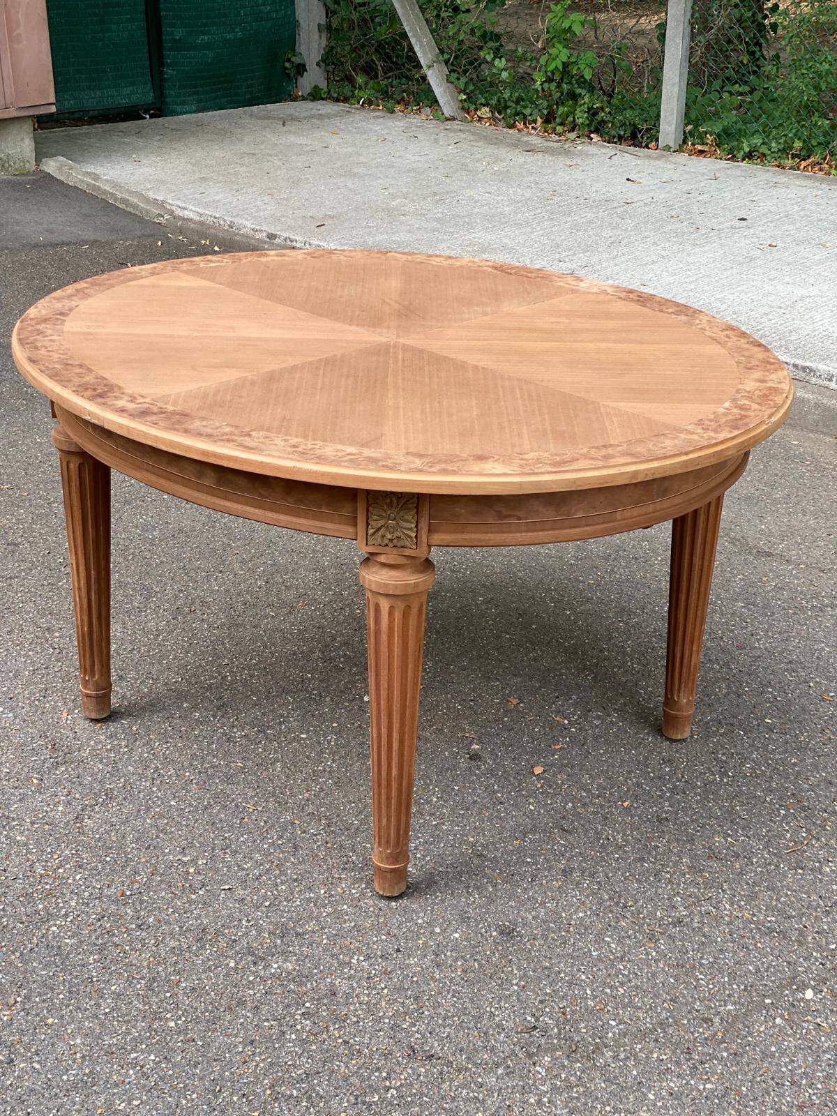 Table de salle à manger ronde extensible signée Jansen Paris 1930