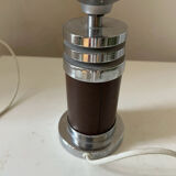 Vintage Chrome and Leatherette Lamp Base Roche Bobois 1975