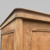 Vintage wardrobe with compass legs in raw wood, sliding doors, 1960s