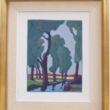 Original Mid Century Swedish Oil On Panel – "Landscape With Trees" By Josef Emil B Lemon – Vintage & Framed