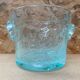 Antique BIOT Style Ice Bucket Blue Bubble Blown Glass Vintage #B620