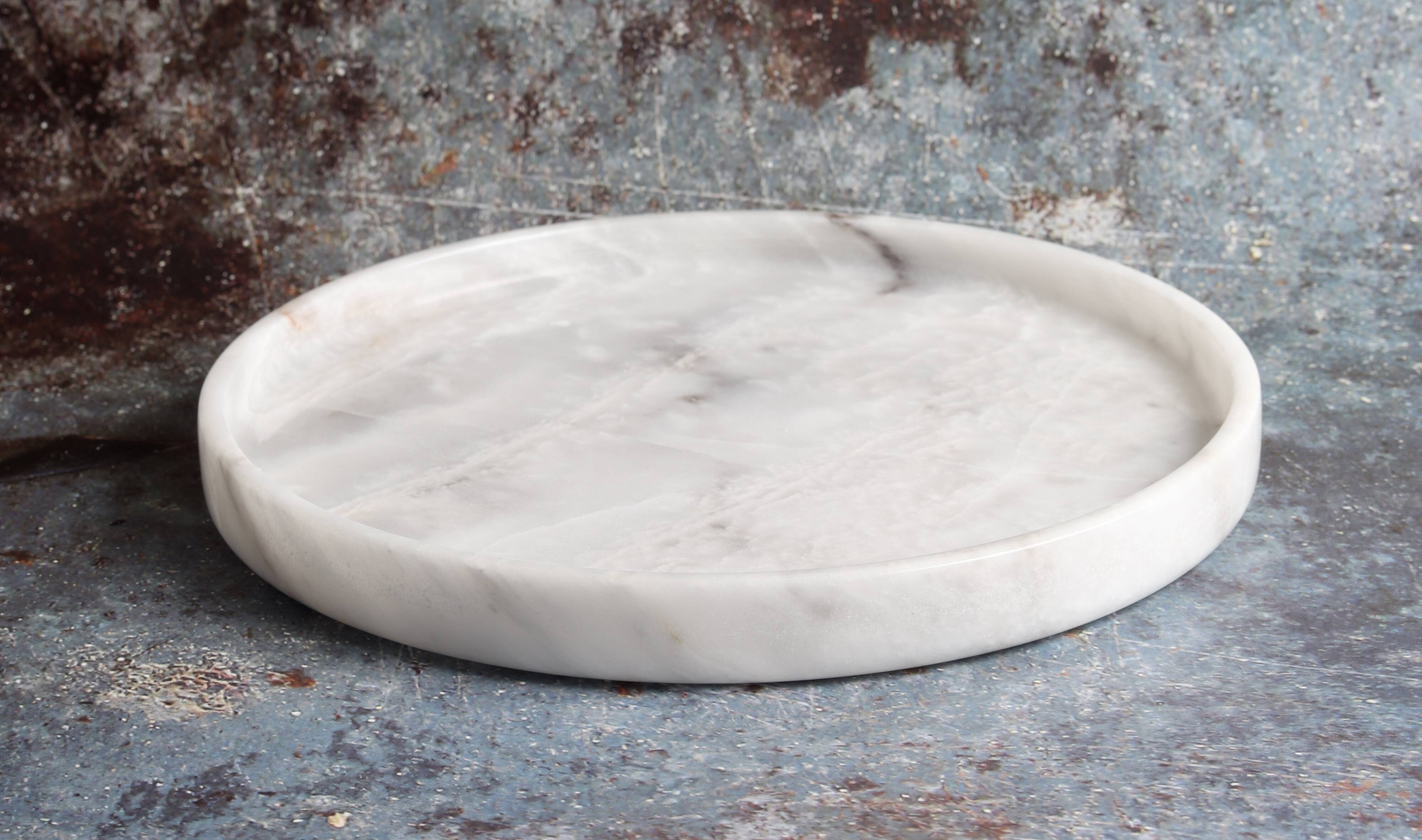 Gabriella – White Round Natural Marble Tray