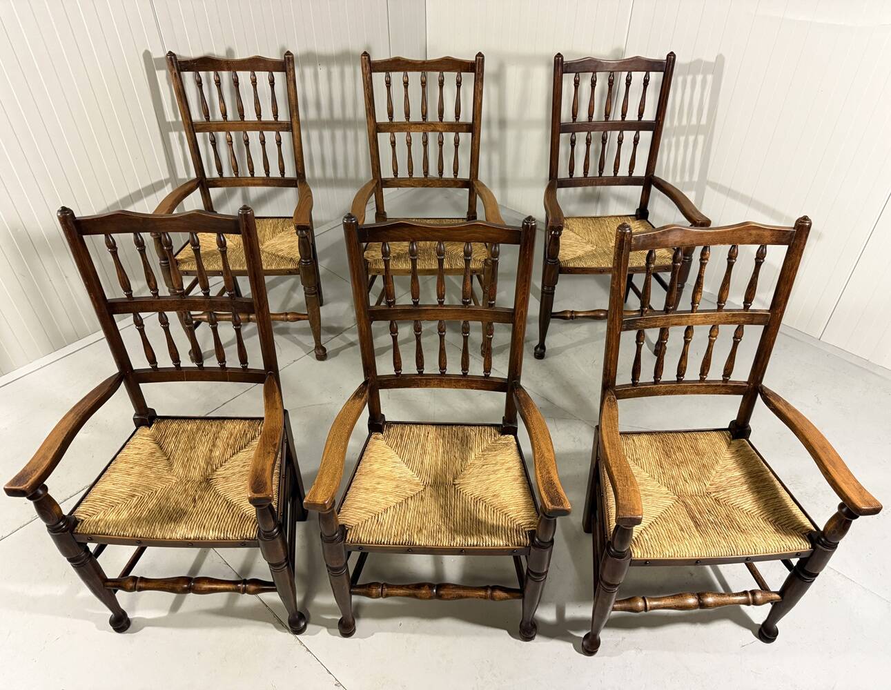 Lancashire spindleback dining arm chairs 1900's