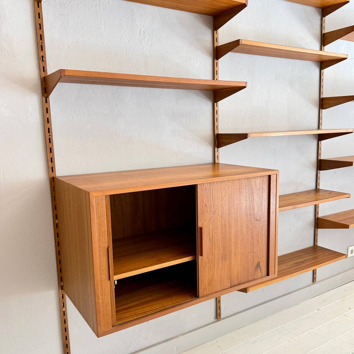 Large modular teak wall system by Kai Kristiansen, Denmark, 1960s