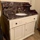 Bathroom furniture, marble top, simple vasque and vintage faucet