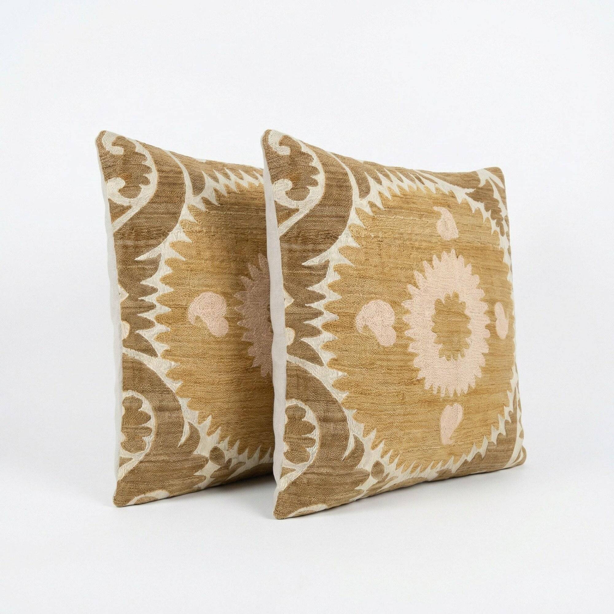 Set of 2 vintage embroidered cushion covers 61x64 cm
