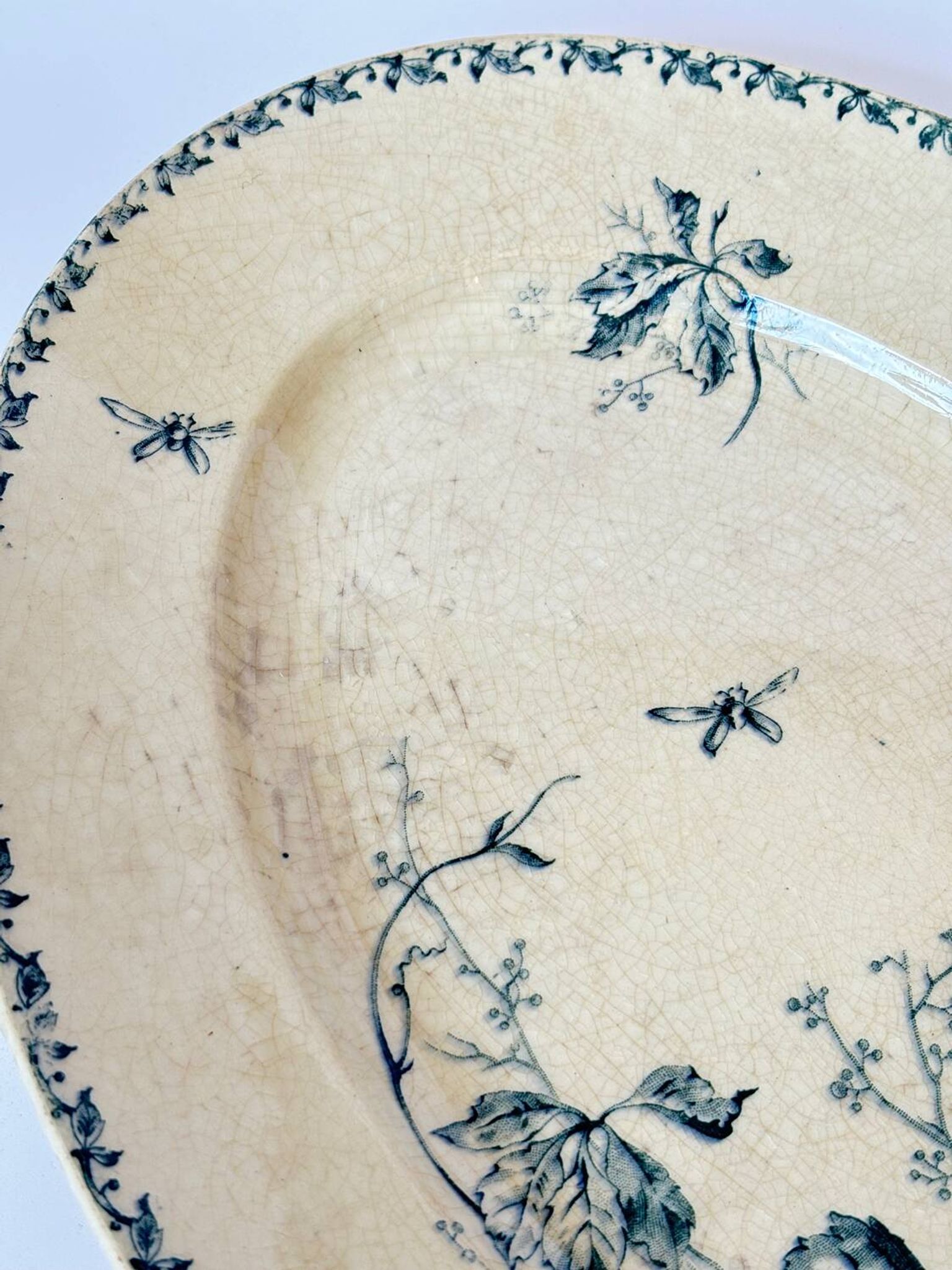 Large oval iron earth dish Gien