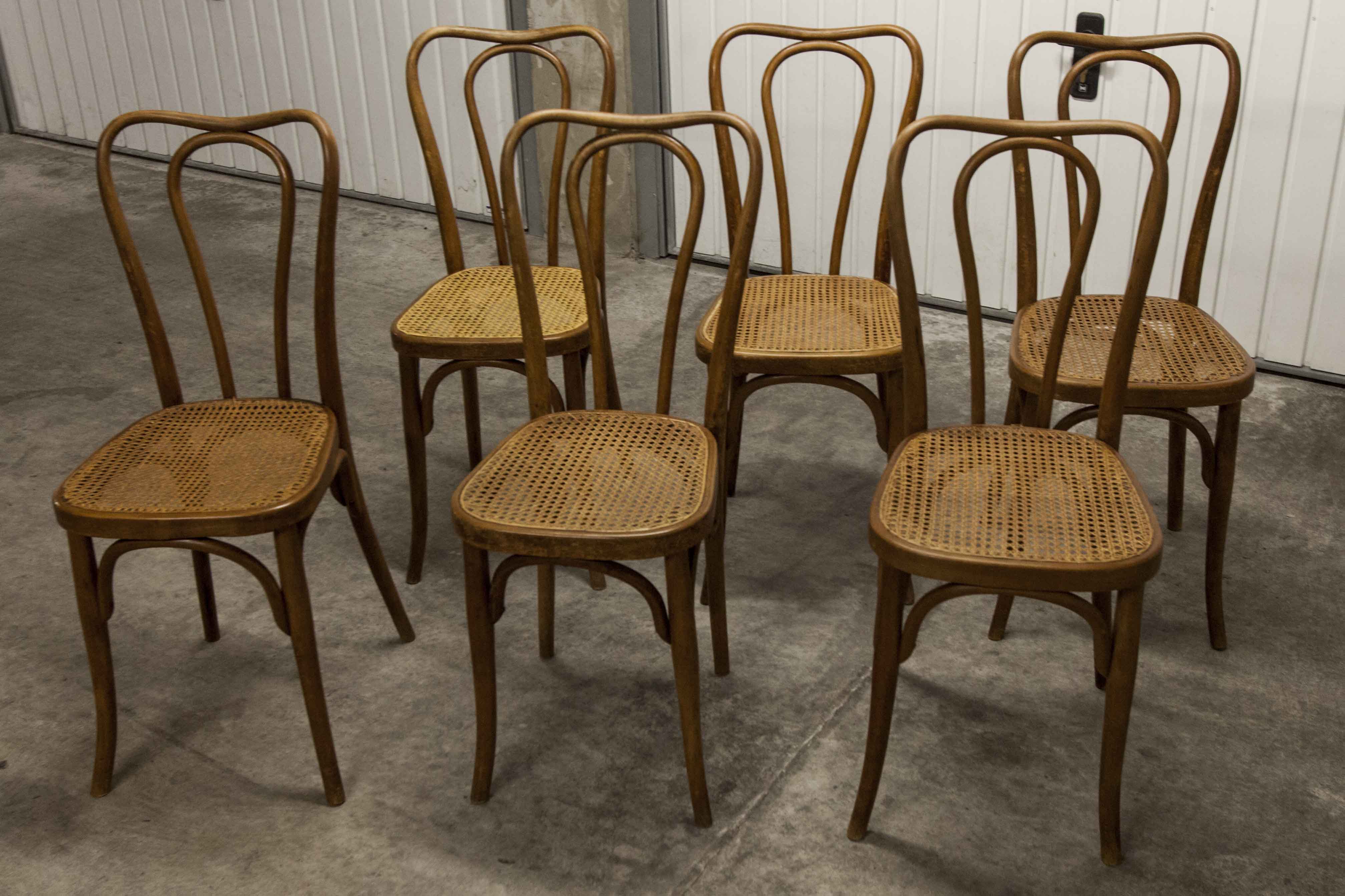 Set of 6 chairs bistro j&j kohn 1900 seat cannage