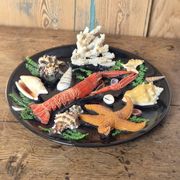 Unusual vintage wall plate seafood curiosity cabinet