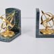 Nautical Brass & Marble Sundial Bookends, Set of 2