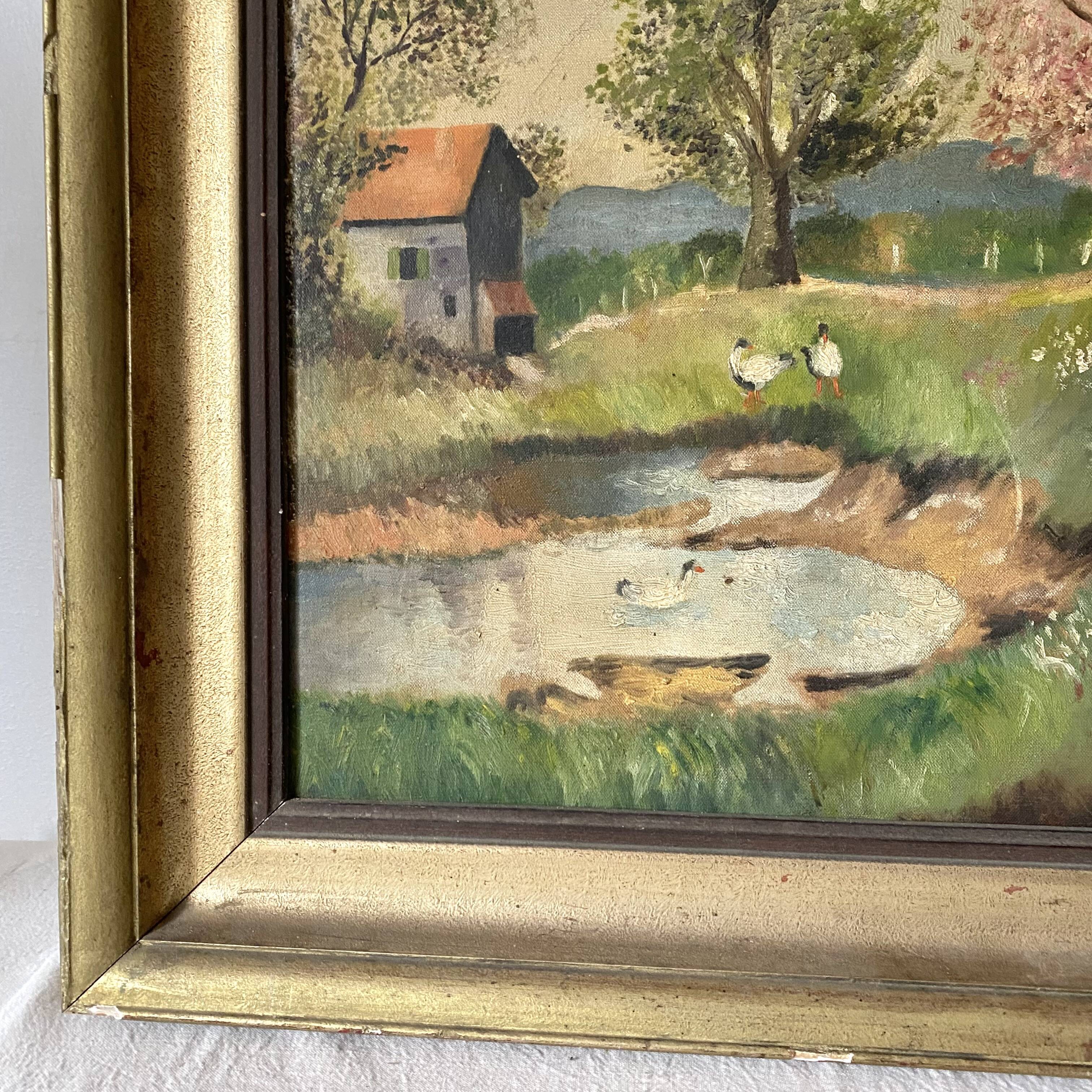 Oil on canvas framed countryside landscape