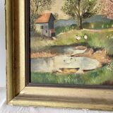 Oil on canvas framed countryside landscape