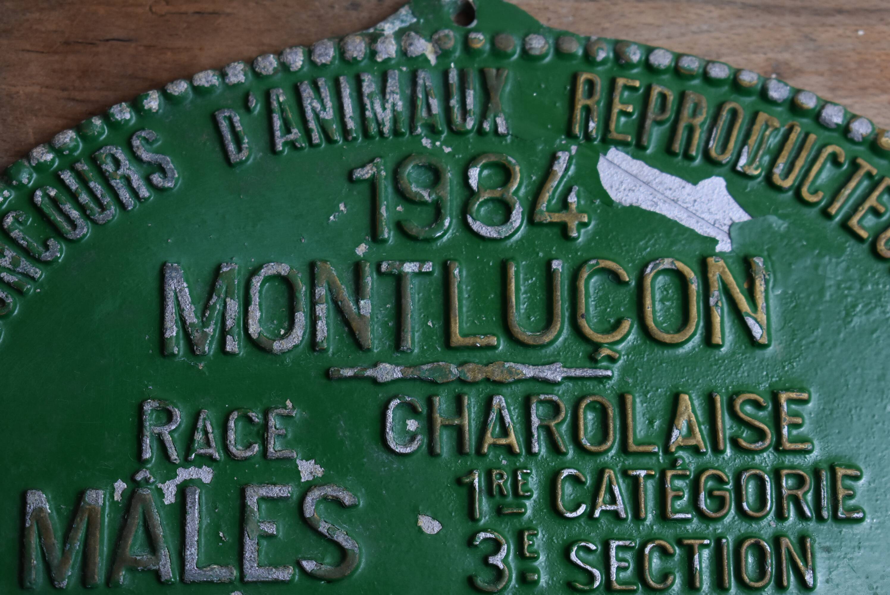 Plaque concours agricole 1884 Montuçon charolaise